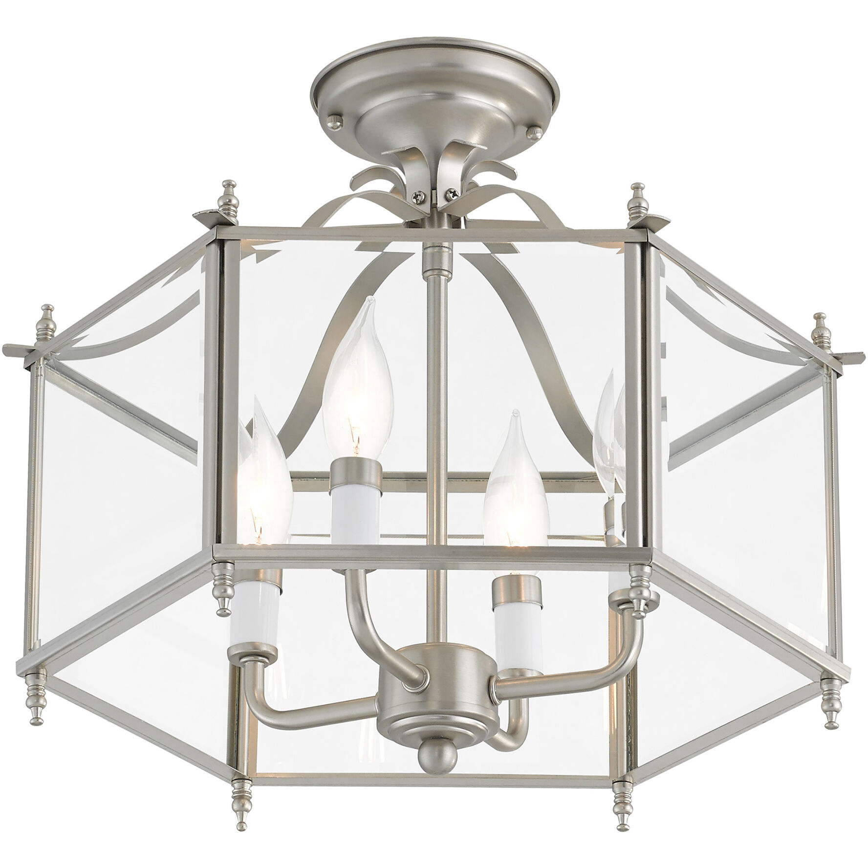 Livingston 4 Light 16 inch Brushed Nickel Convertible Pendant/Ceiling Mount Ceiling Light