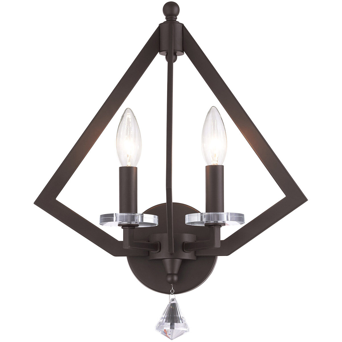 Diamond 2 Light 13 inch Bronze Wall Sconce Wall Light