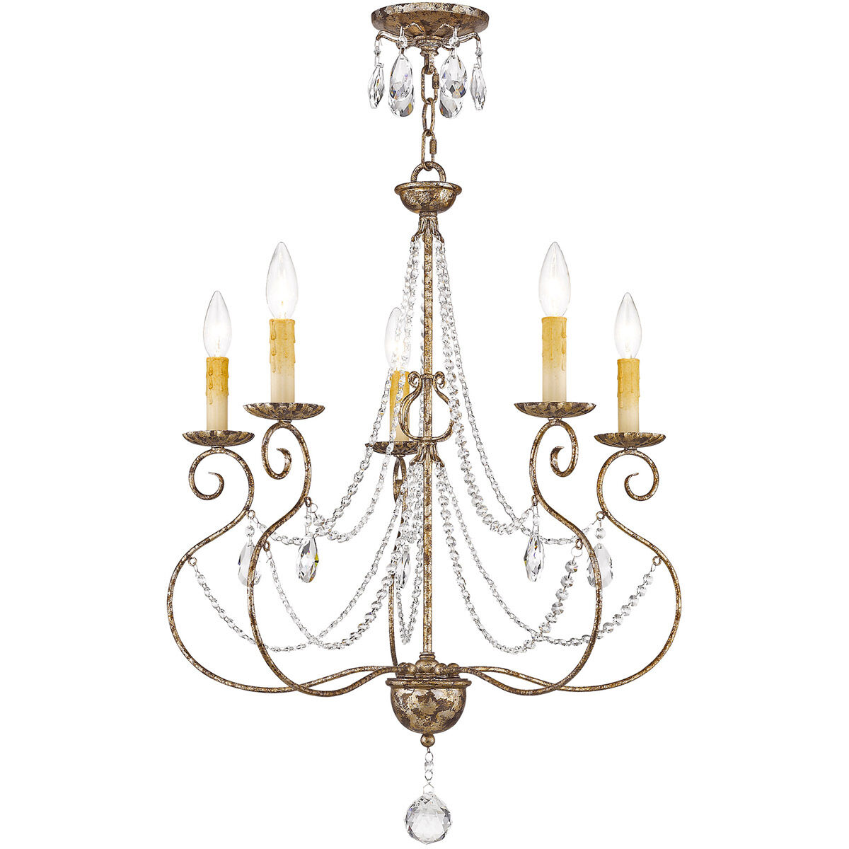 Isabella 5 Light 24 inch Hand Applied European Bronze Chandelier Ceiling Light