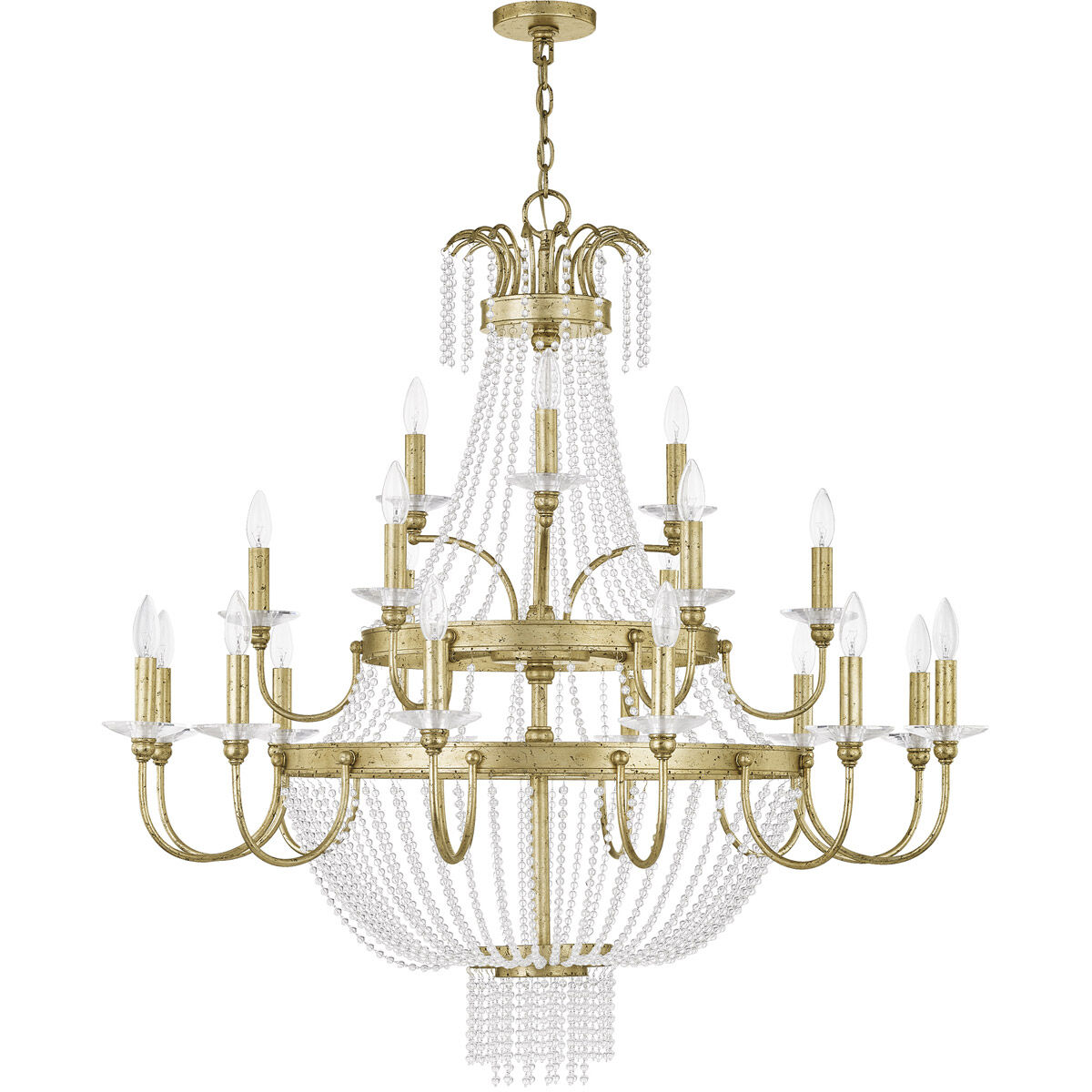Valentina 21 Light 42 inch Hand Applied Winter Gold Foyer Chandelier Ceiling Light