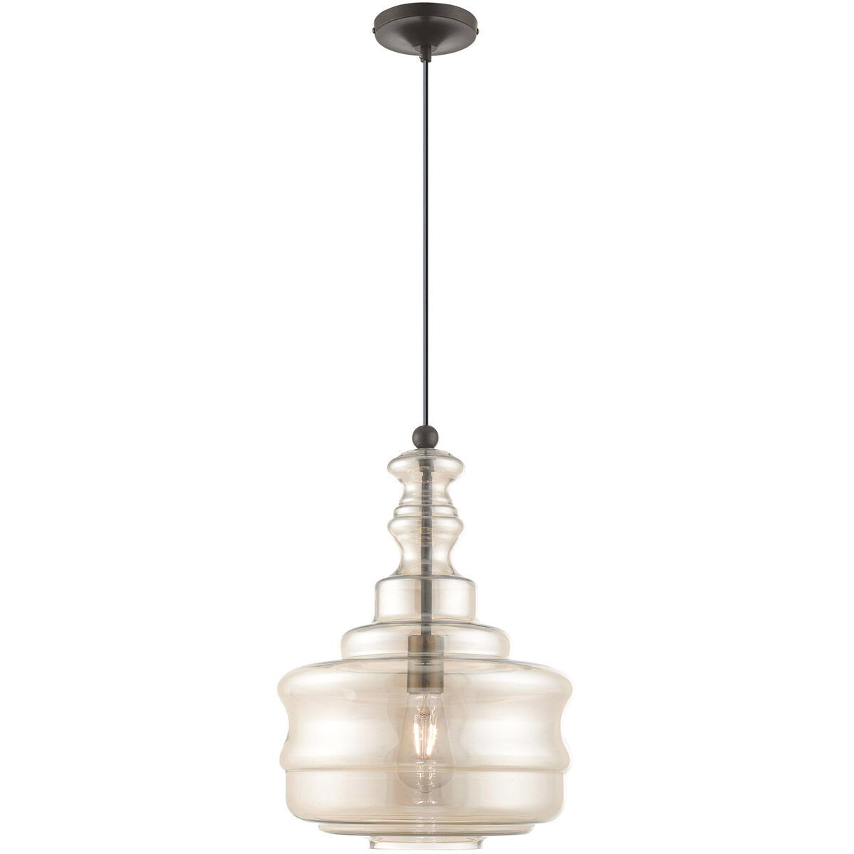 Art Glass 1 Light 12.63 inch English Bronze Mini Pendant Ceiling Light