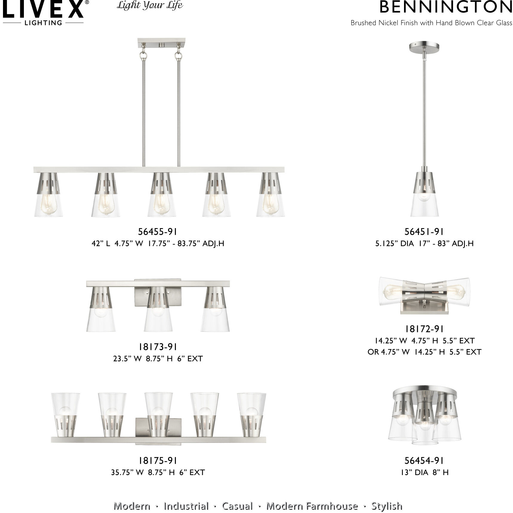 Bennington 5 Light 35.75 inch Brushed Nickel Large Vanity Sconce Wall Light