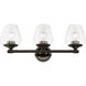 Willow 3 Light 23 inch Black Chrome Vanity Sconce Wall Light