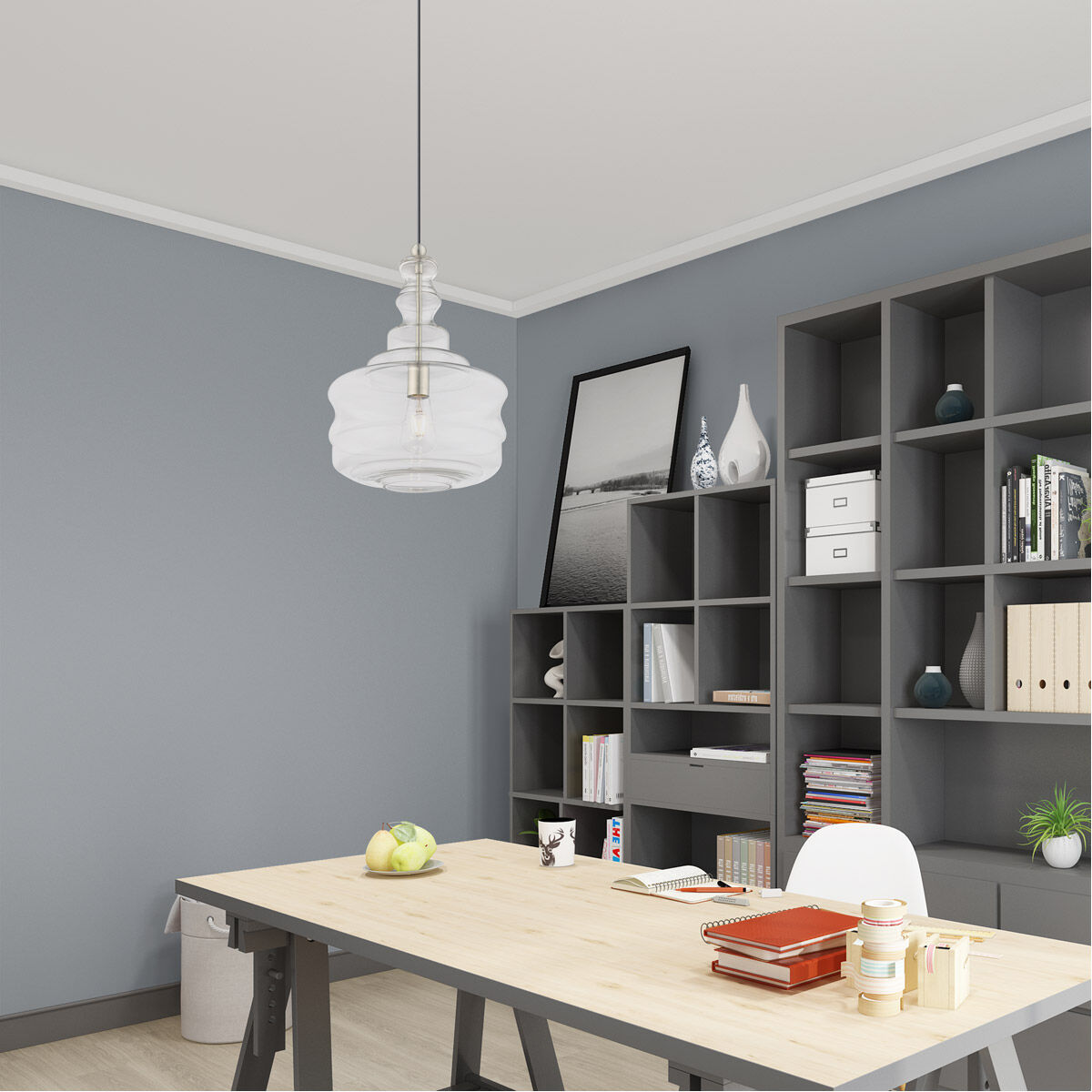 Art Glass 1 Light 13 inch Brushed Nickel Mini Pendant Ceiling Light