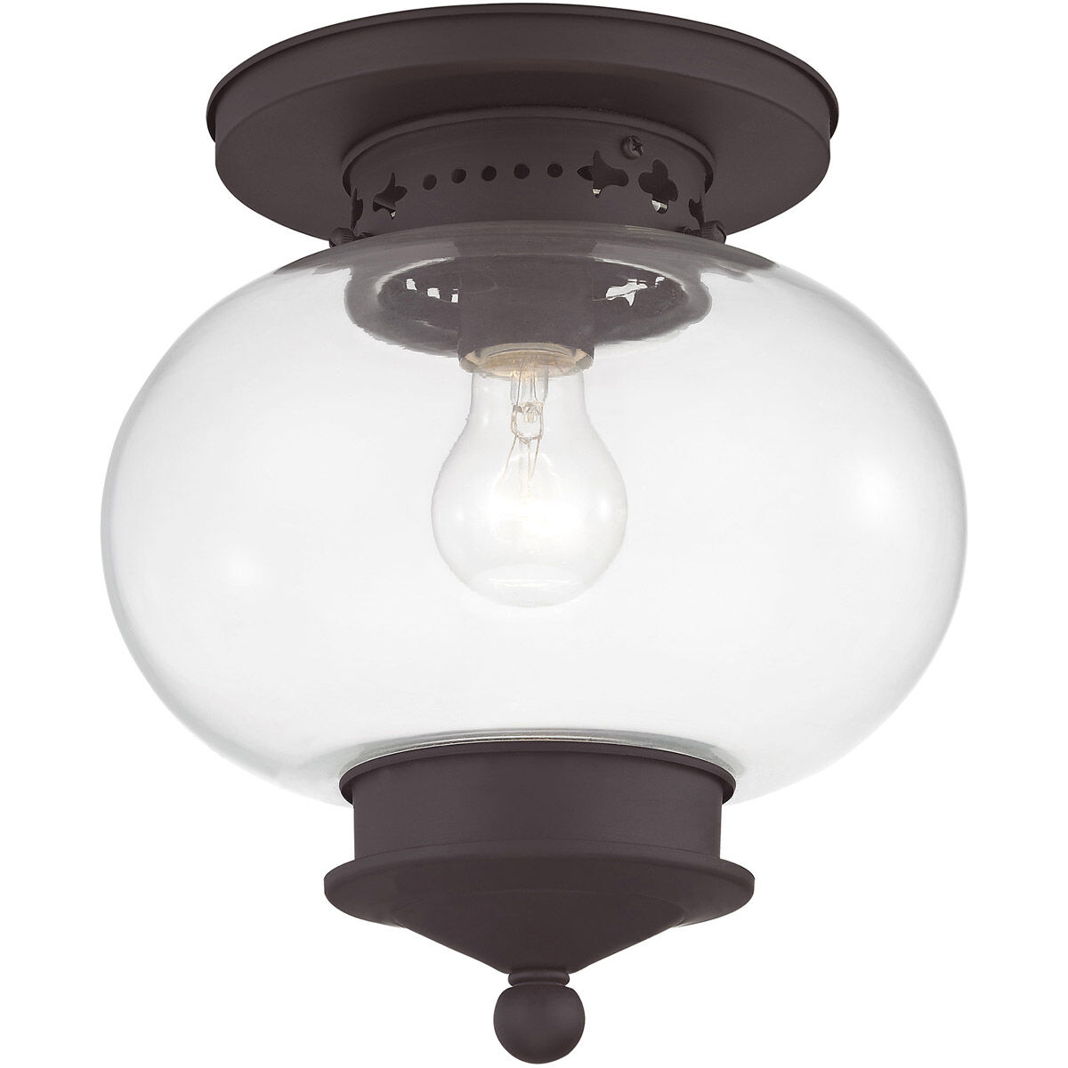 Harbor 1 Light 10 inch Bronze Semi-Flush Mount Ceiling Light