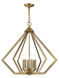 Prism 6 Light 26 inch Antique Brass Chandelier Ceiling Light