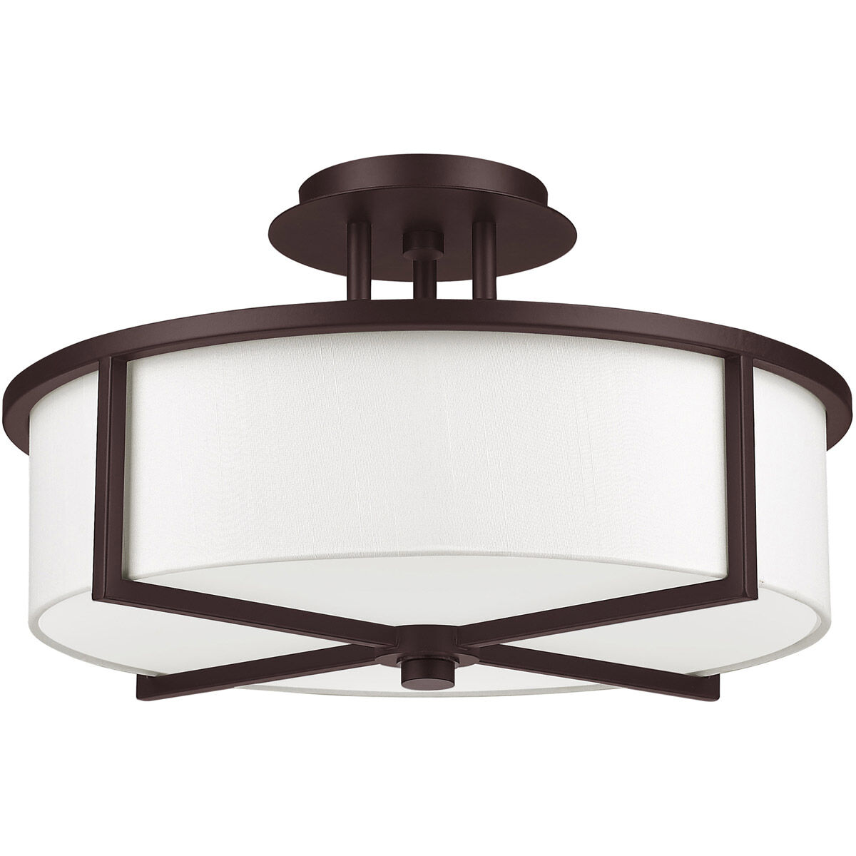 Wesley 3 Light 16 inch Bronze Semi-Flush Mount Ceiling Light