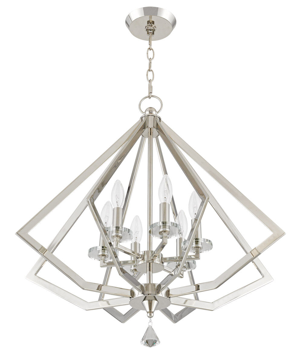 Diamond 6 Light 25 inch Polished Nickel Chandelier Ceiling Light