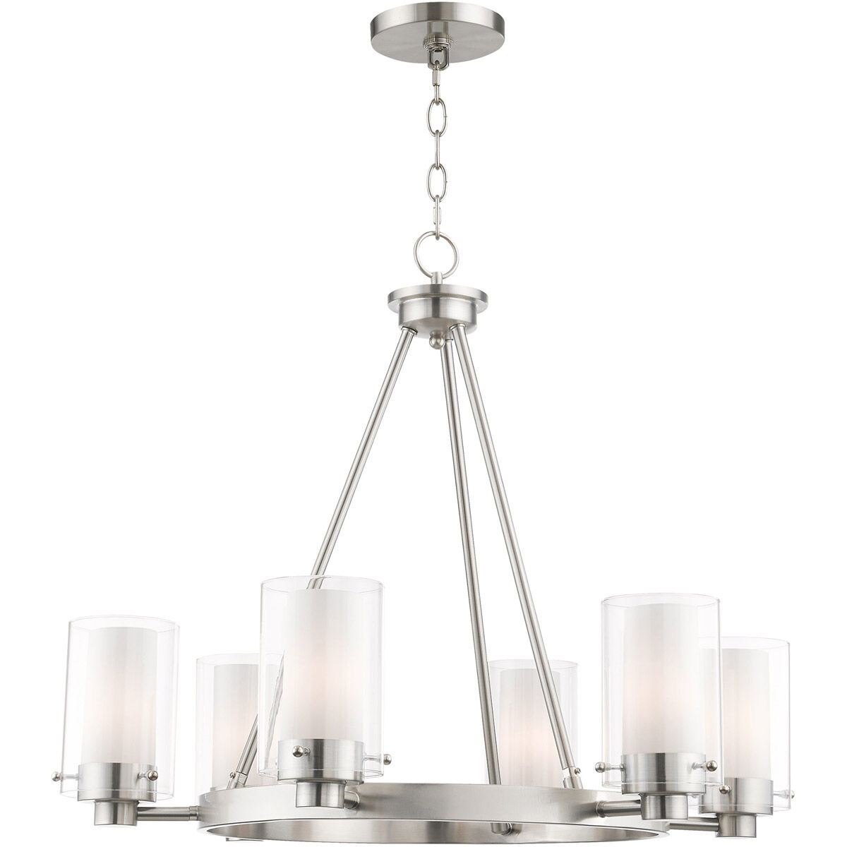 Manhattan 6 Light 26 inch Brushed Nickel Chandelier Ceiling Light
