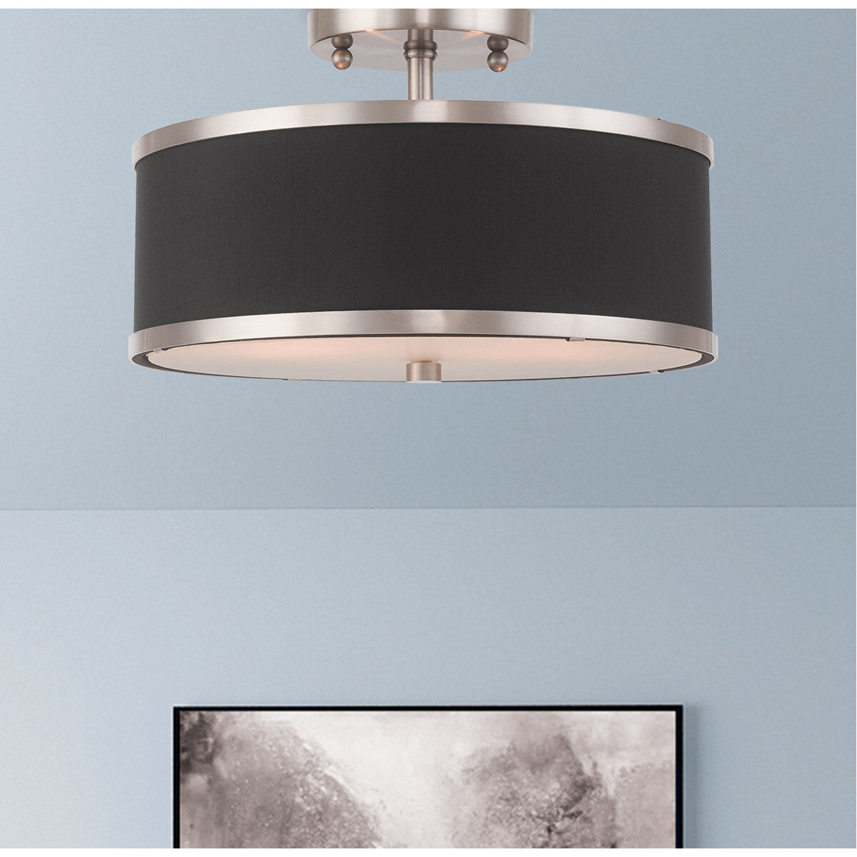Park Ridge 2 Light 13 inch Brushed Nickel Semi-Flush Mount Ceiling Light 