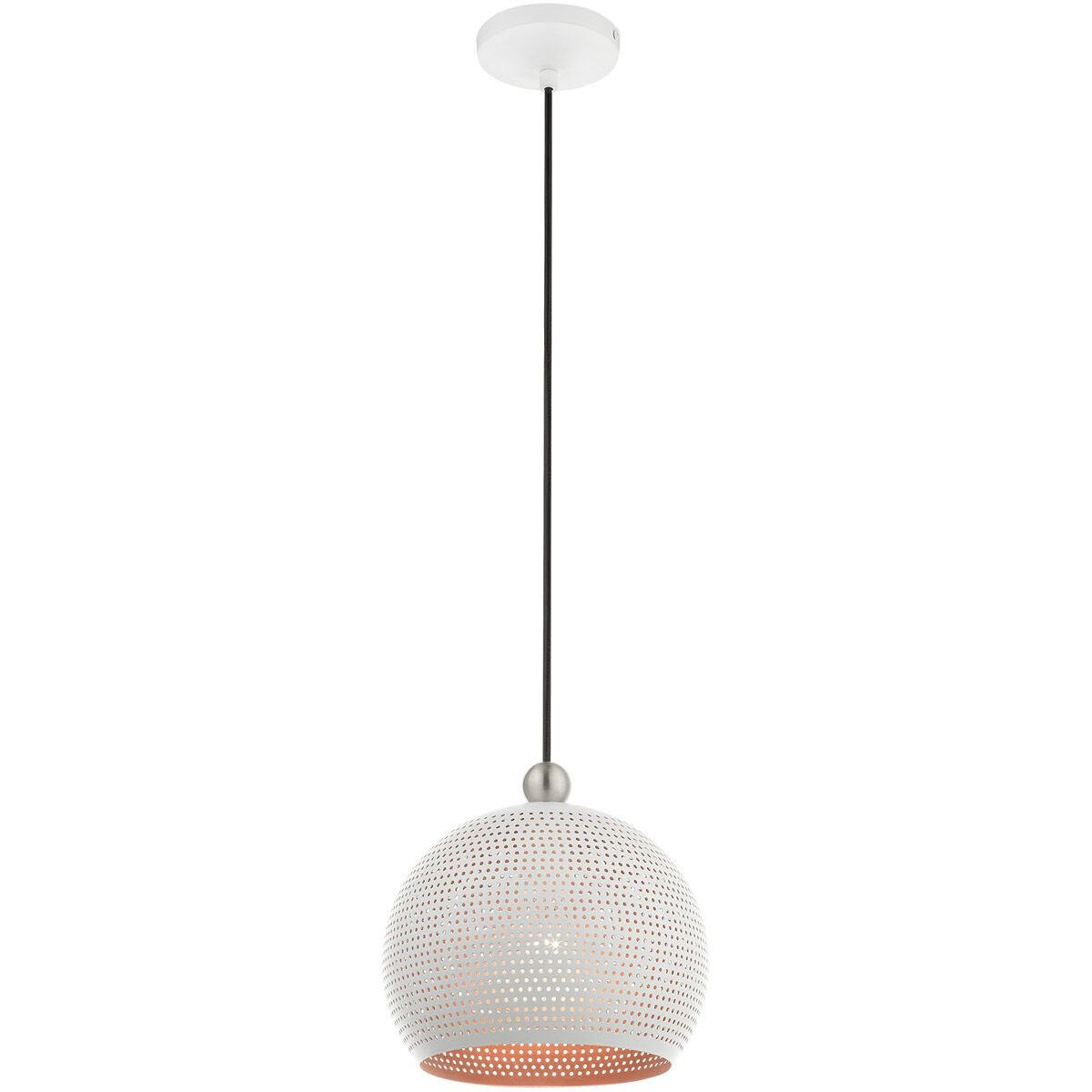 Dublin 1 Light 10 inch White with Brushed Nickel Accents Pendant Ceiling Light