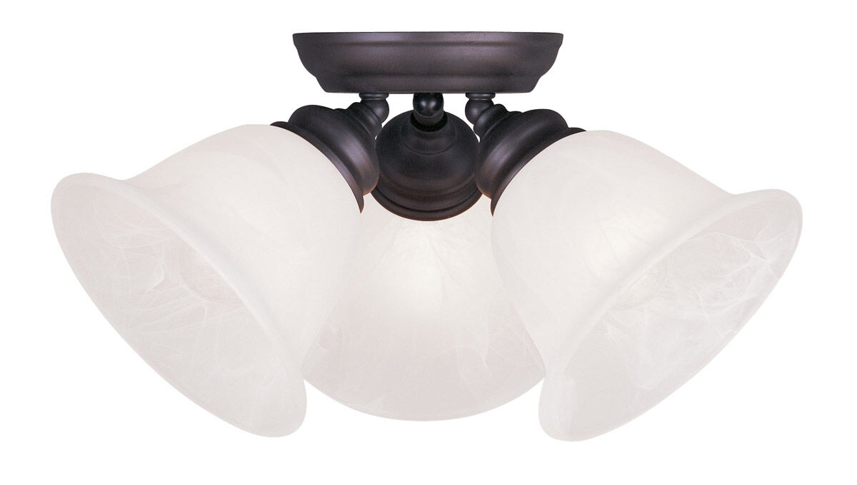 Essex 3 Light 15 inch Bronze Semi-Flush Mount Ceiling Light