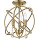 Aria 3 Light 13 inch Antique Brass Convertible Chandelier / Semi Flush Ceiling Light