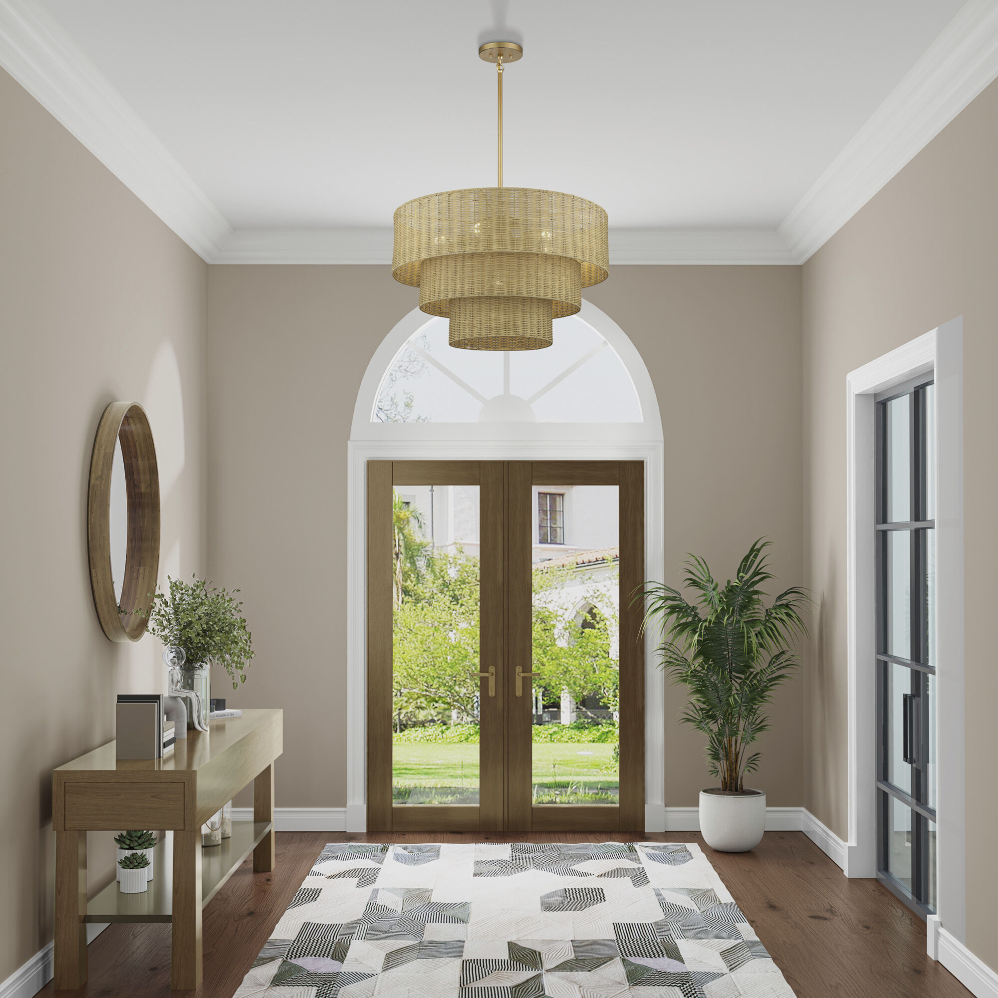 Weavington 6 Light 28 inch Antique Gold Leaf Pendant Chandelier Ceiling Light, Large