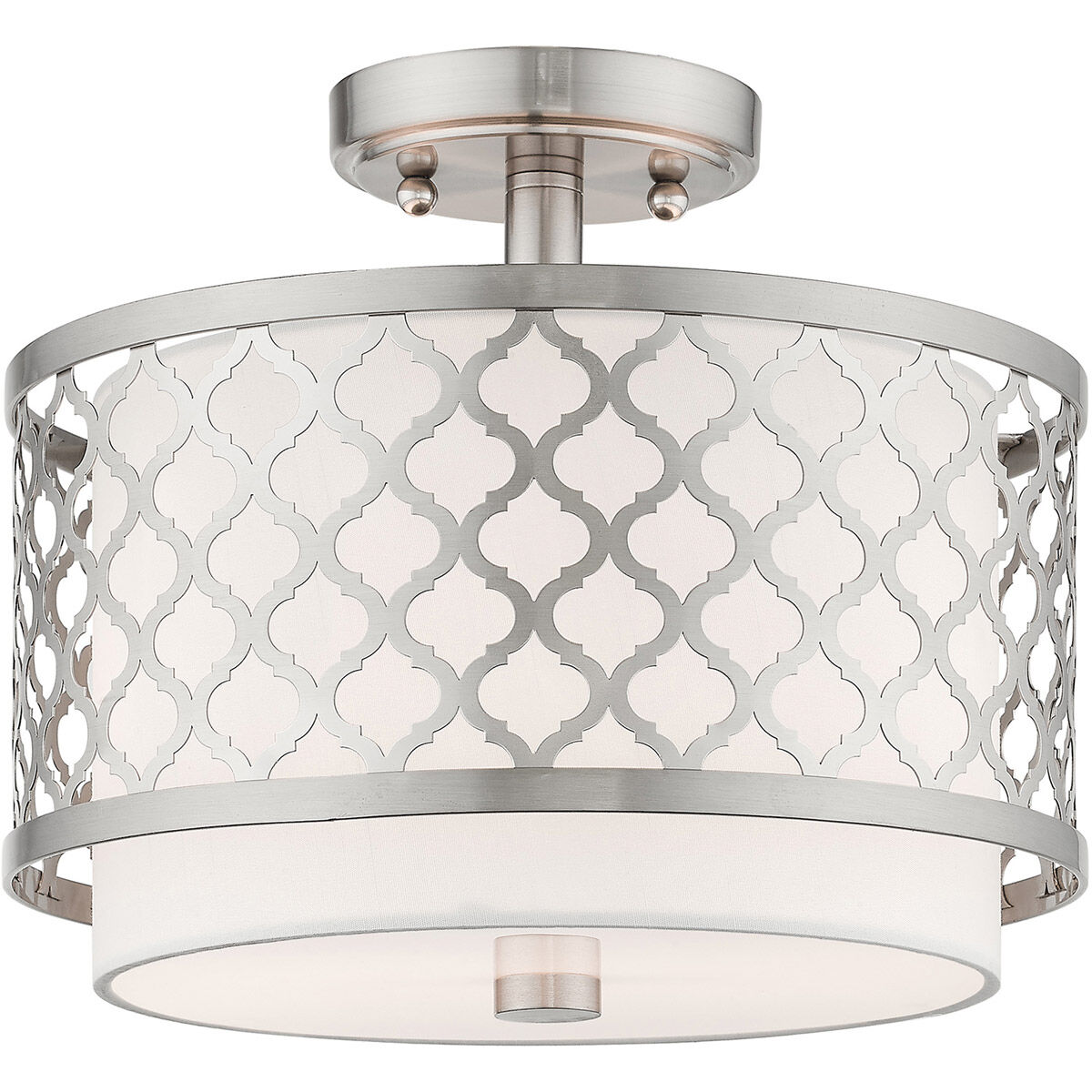 Arabesque 2 Light 12 inch Brushed Nickel Semi-Flush Mount Ceiling Light