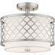 Arabesque 2 Light 12 inch Brushed Nickel Semi-Flush Mount Ceiling Light
