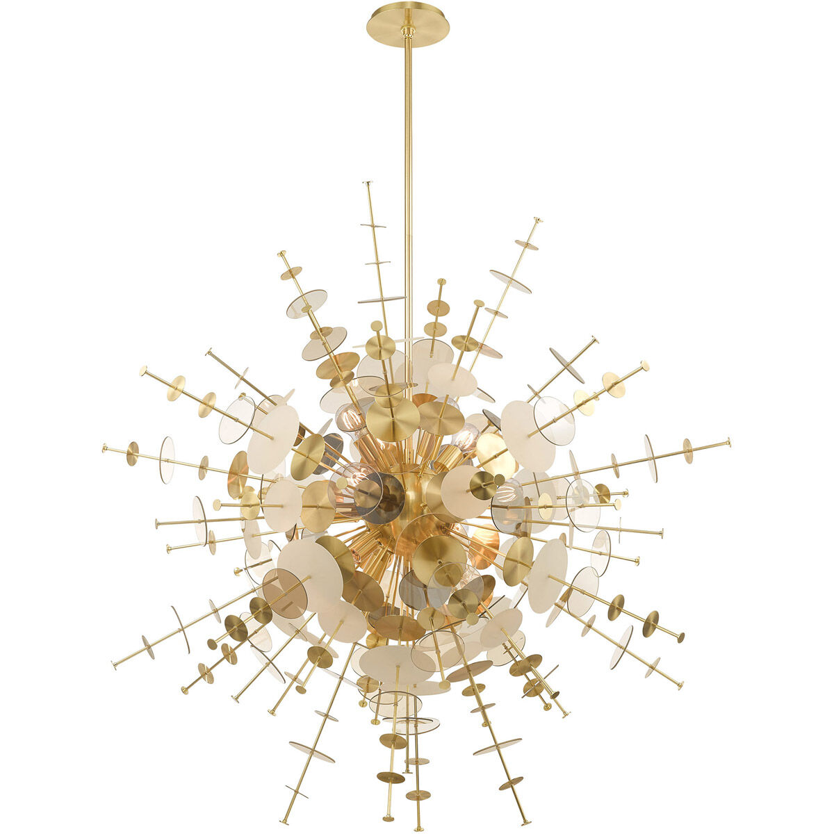 Circulo 12 Light 50 inch Satin Brass Grand Foyer Pendant Chandelier Ceiling Light