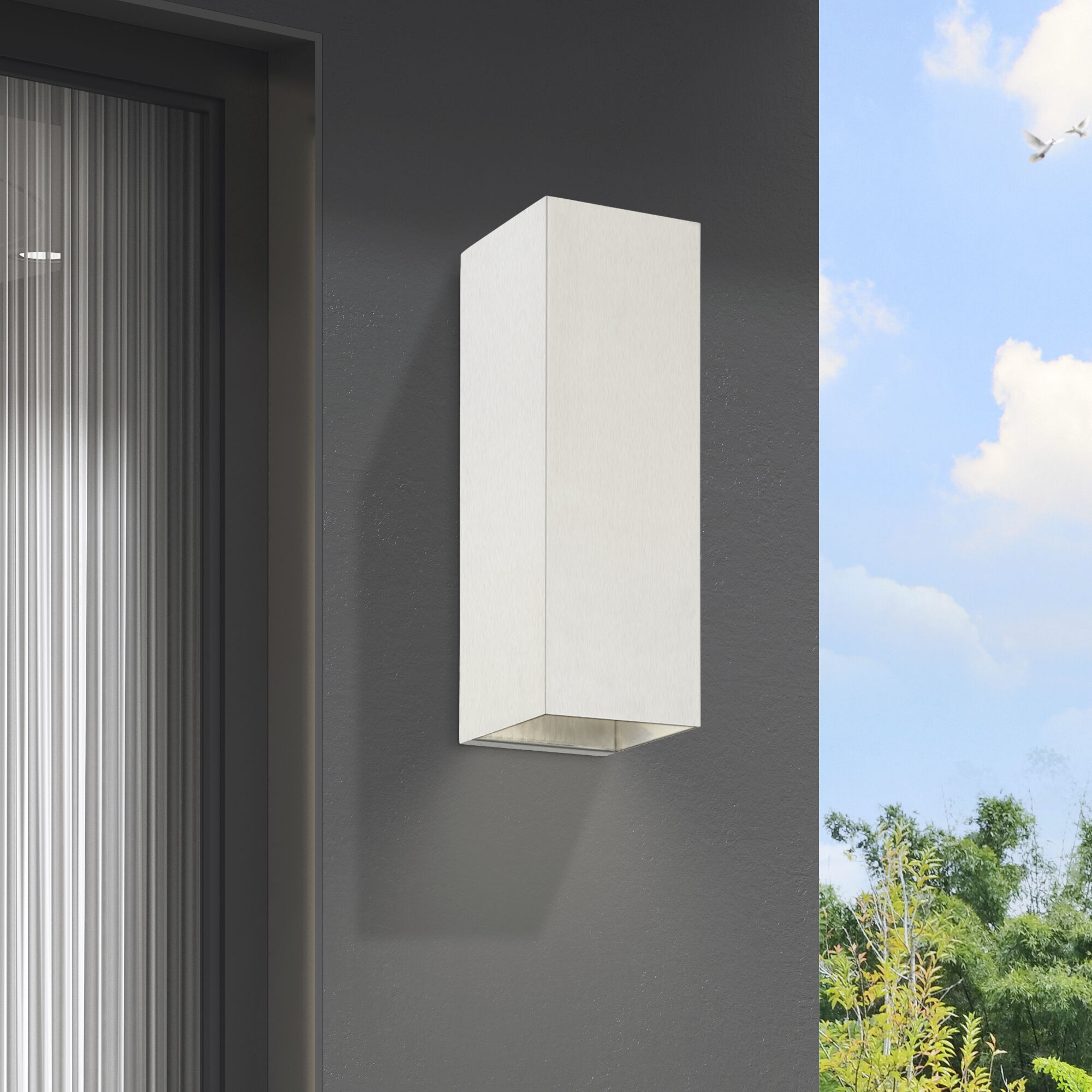 Derby 1 Light 14 inch Brushed Nickel Outdoor / Indoor  Sconce, Large