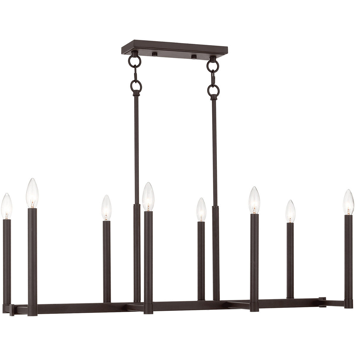 Alpine 8 Light 37 inch Bronze Linear Chandelier Ceiling Light