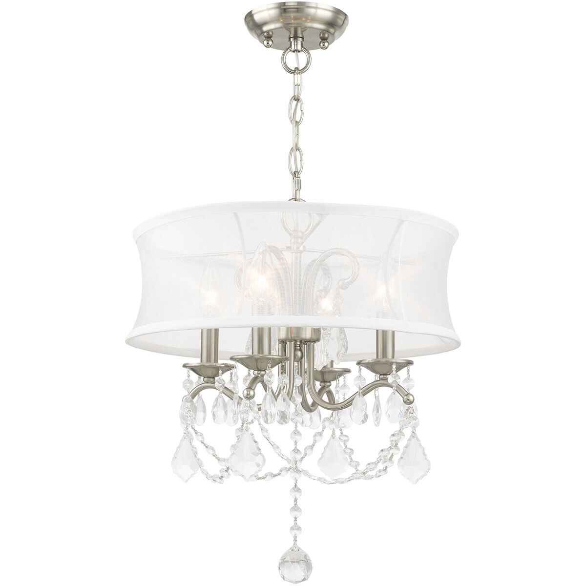 Newcastle 4 Light 16 inch Brushed Nickel Convertible Mini Chandelier/Ceiling Mount Ceiling Light
