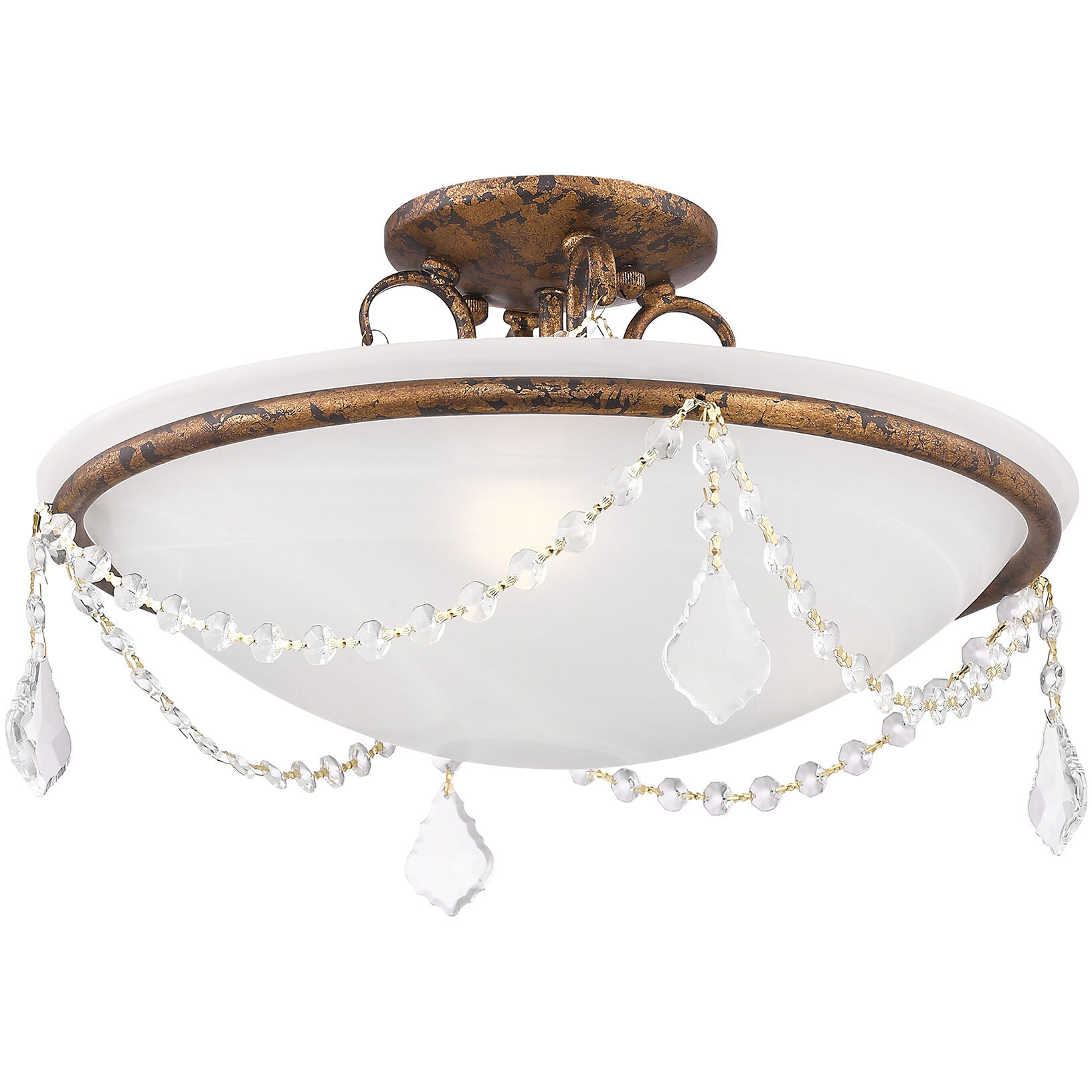 Chesterfield/Pennington 3 Light 16 inch Hand Applied Venetian Golden Bronze Semi-Flush Mount Ceiling Light