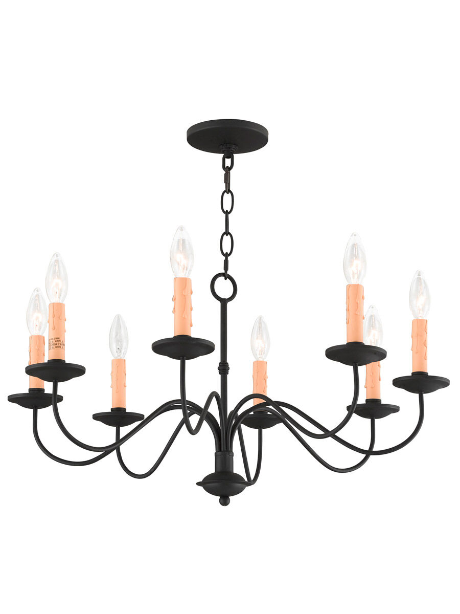 Heritage 8 Light 25 inch Black Chandelier Ceiling Light