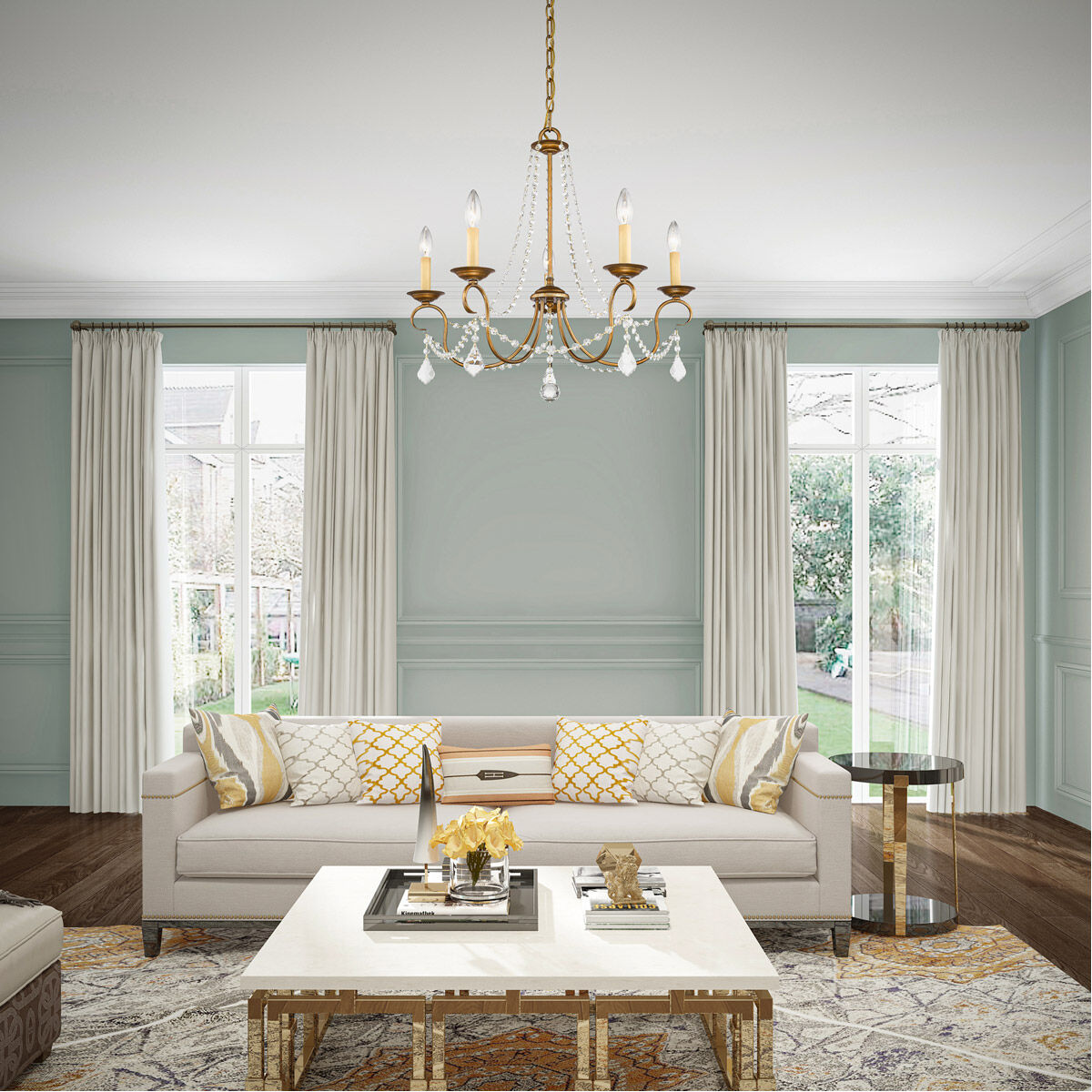 Pennington 5 Light 25 inch Antique Gold Leaf Chandelier Ceiling Light