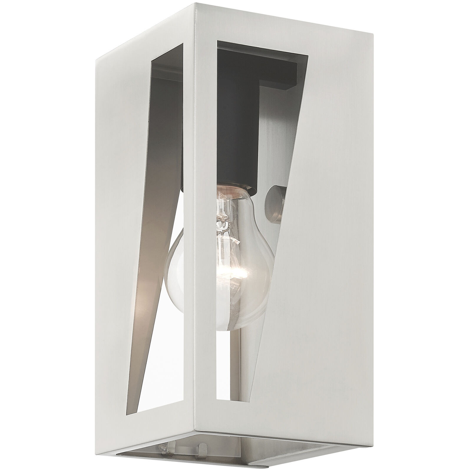 Forsyth 1 Light 8.5 inch Brushed Nickel with Black Finish Accents Outdoor Wall Lantern, Small