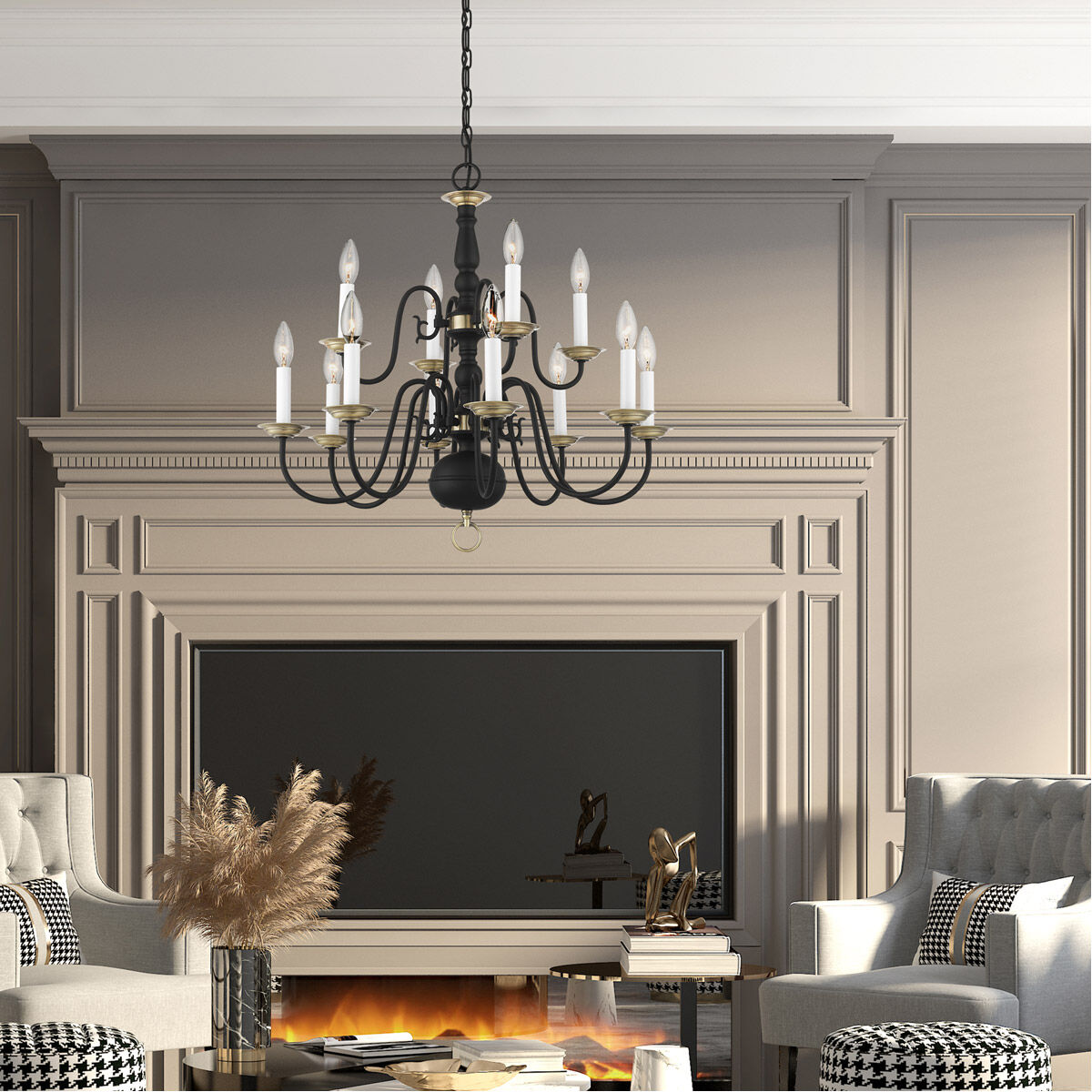 Williamsburg 12 Light 26 inch Black Chandelier Ceiling Light