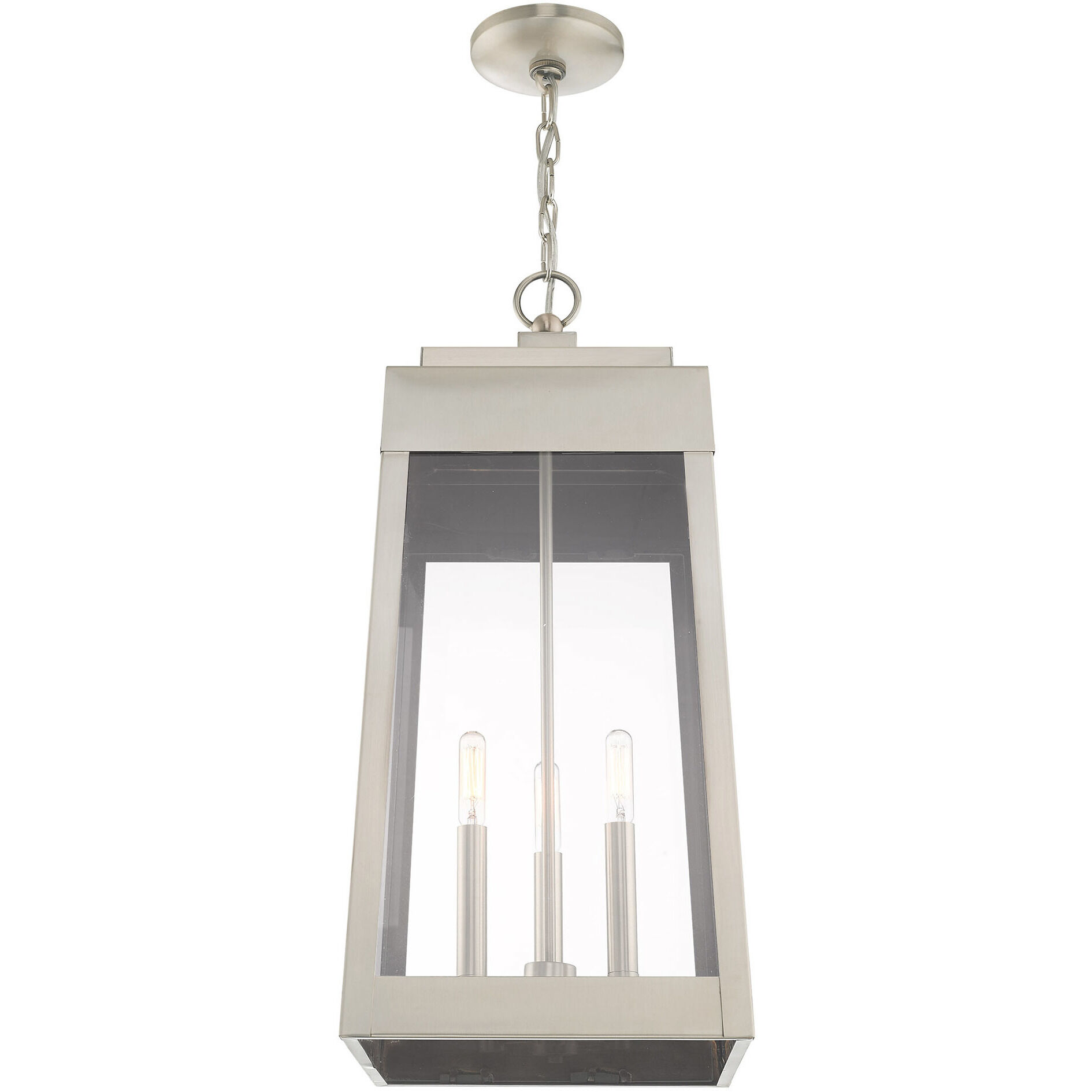 Oslo 3 Light 11 inch Brushed Nickel Outdoor Pendant Lantern
