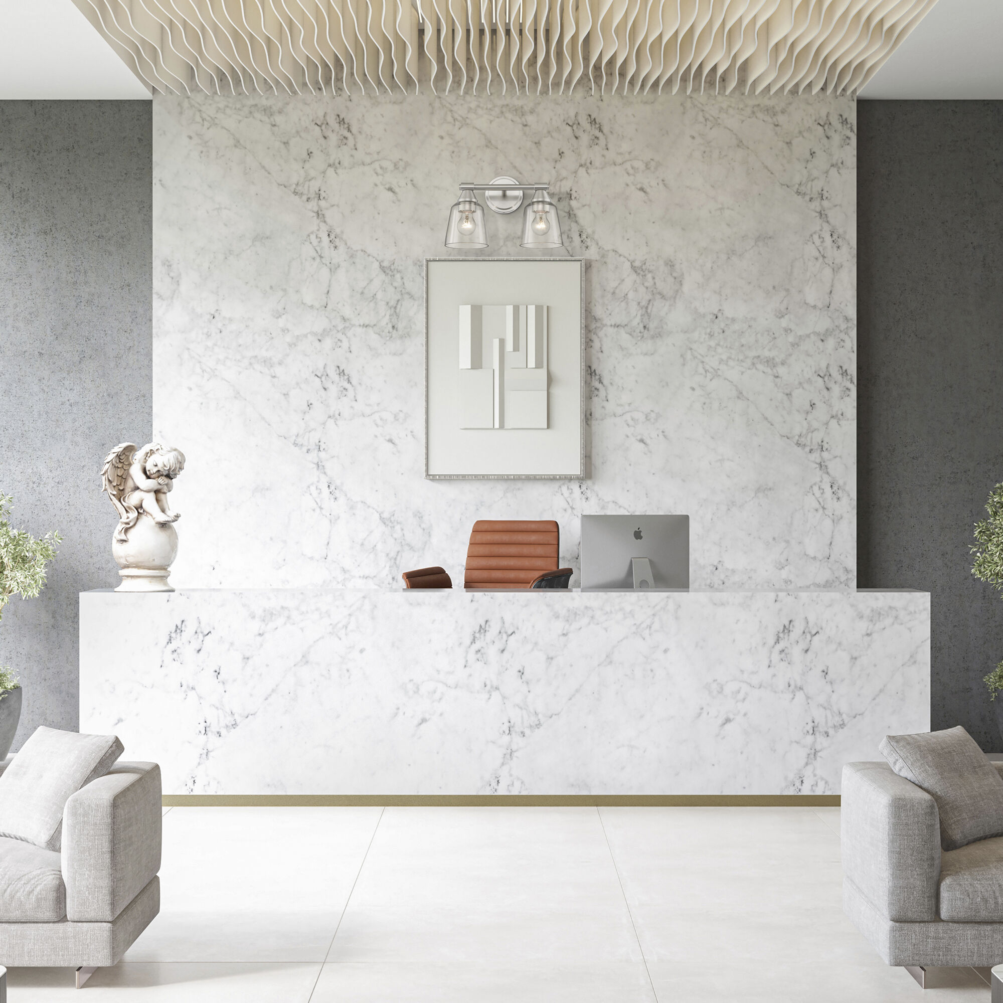 Catania 2 Light 14 inch Brushed Nickel Vanity Sconce Wall Light