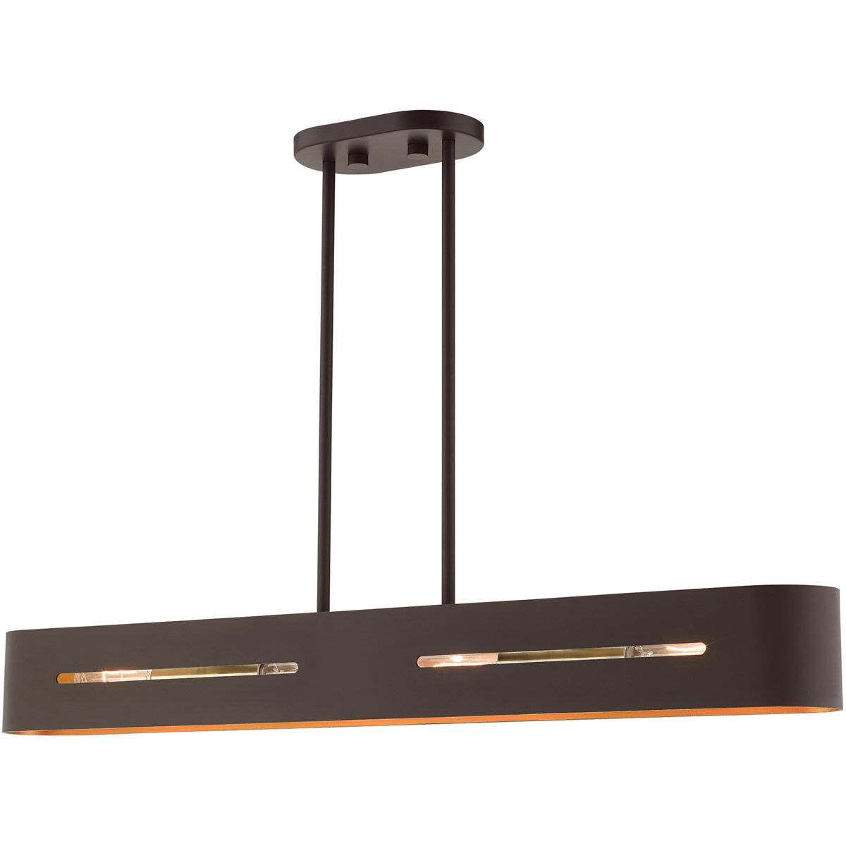 Ravena 4 Light 36 inch Bronze with Antique Brass Accents Linear Chandelier Ceiling Light