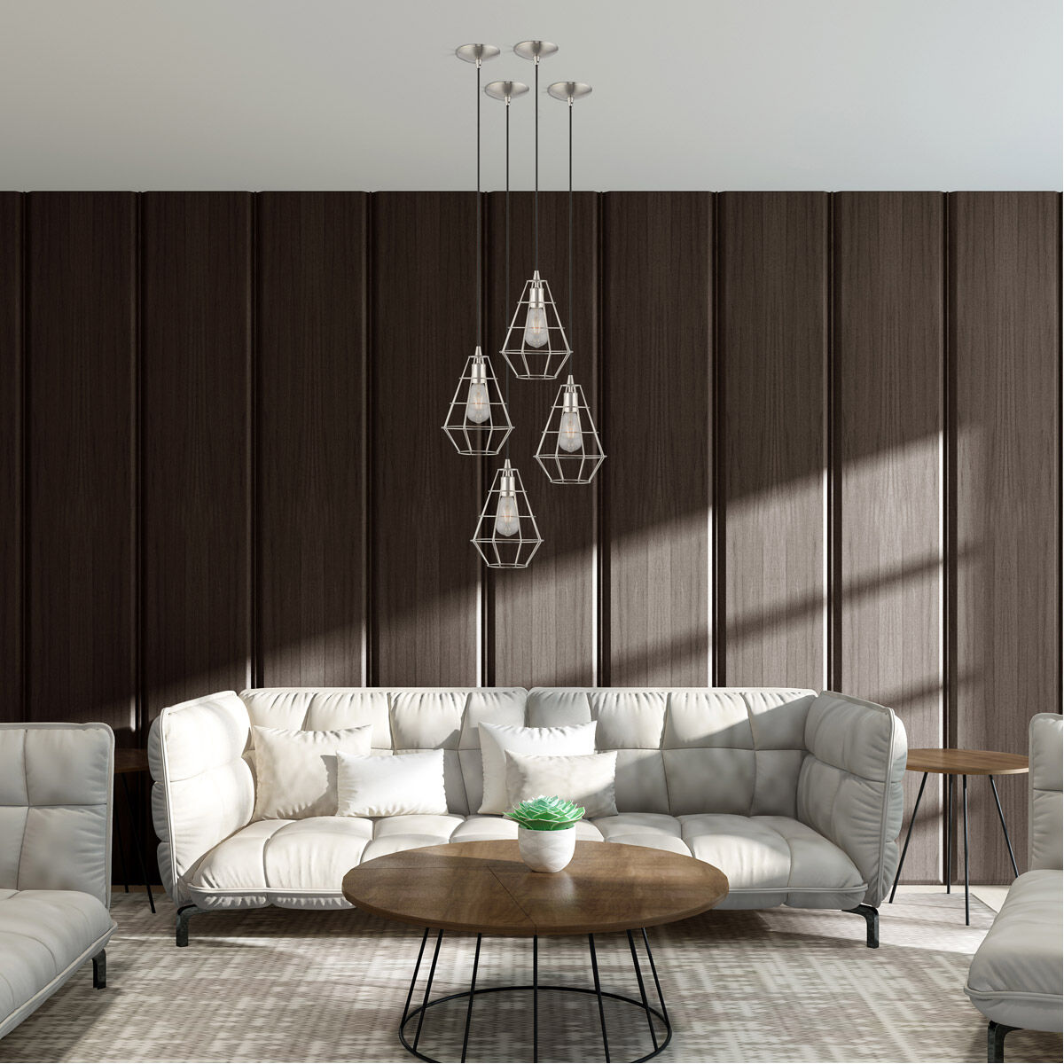 Geometric 1 Light 8 inch Brushed Nickel Mini Pendant Ceiling Light