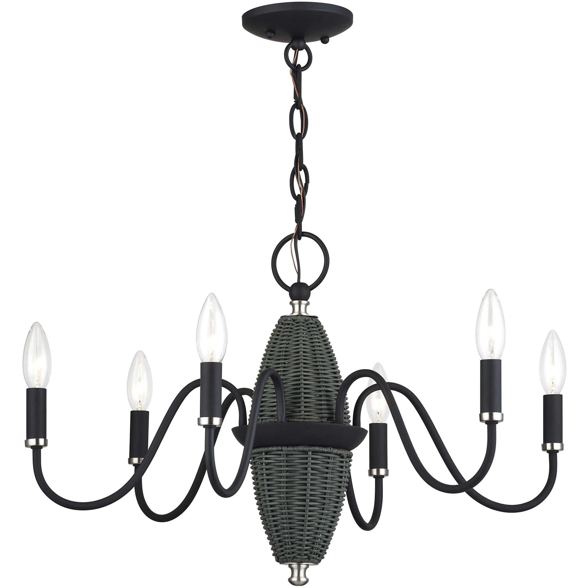 Laurelin 6 Light 24 inch Black with Brushed Nickel Accents Chandelier Ceiling Light