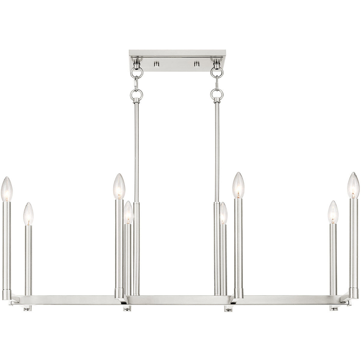 Alpine 8 Light 37 inch Brushed Nickel Linear Chandelier Ceiling Light