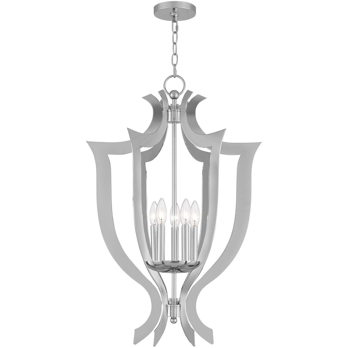 Aldrich 5 Light 21 inch Polished Chrome Lantern Chandelier Ceiling Light