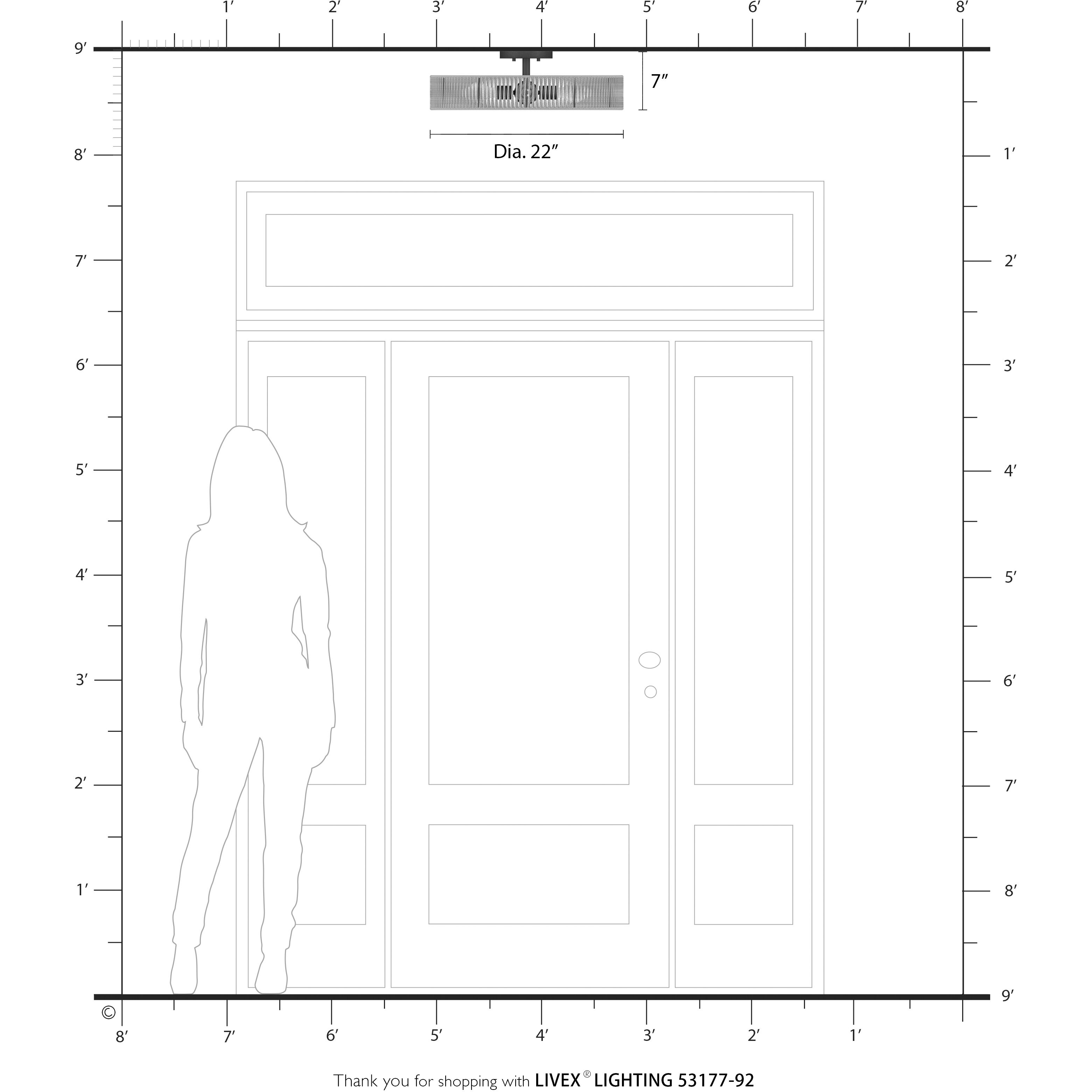 Goldiemesh 4 Light 22 inch English Bronze Semi Flush Mount Ceiling Light, Extra Large