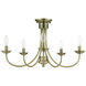 Estate 5 Light 24 inch Antique Brass Semi Flush Mount Ceiling Light, Large