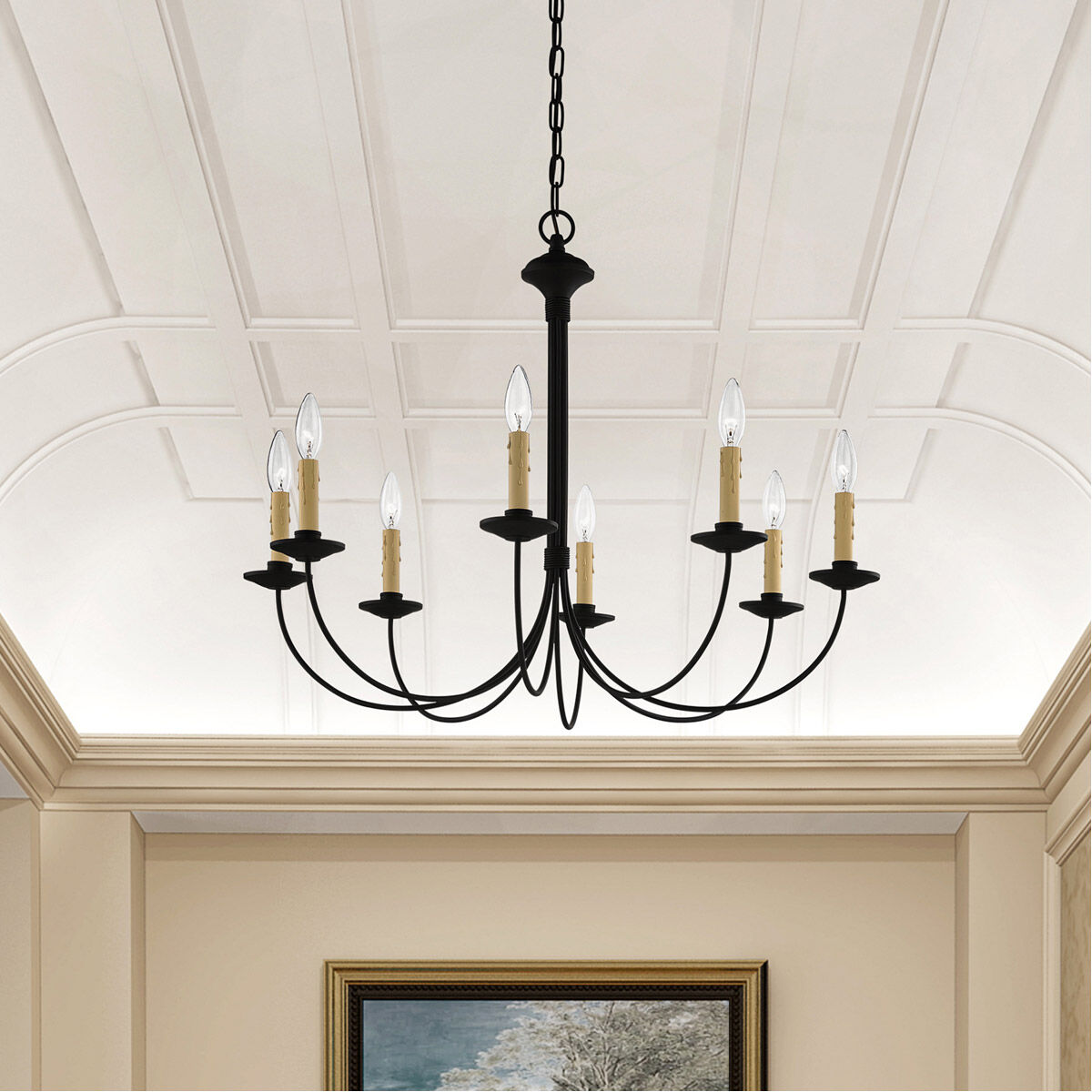 Heritage 8 Light 30 inch Black Chandelier Ceiling Light