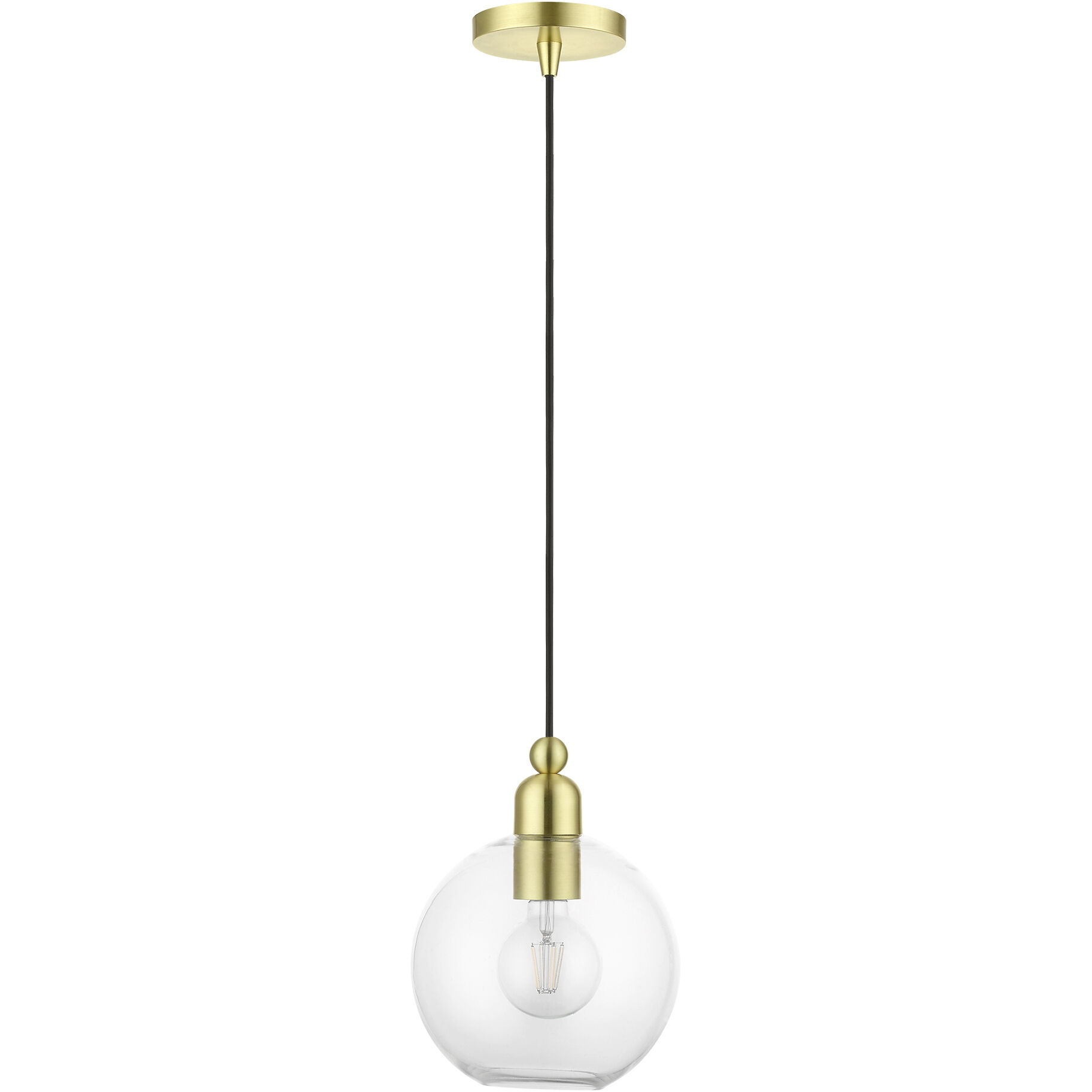 Downtown 1 Light 8 inch Satin Brass Pendant Ceiling Light, Sphere