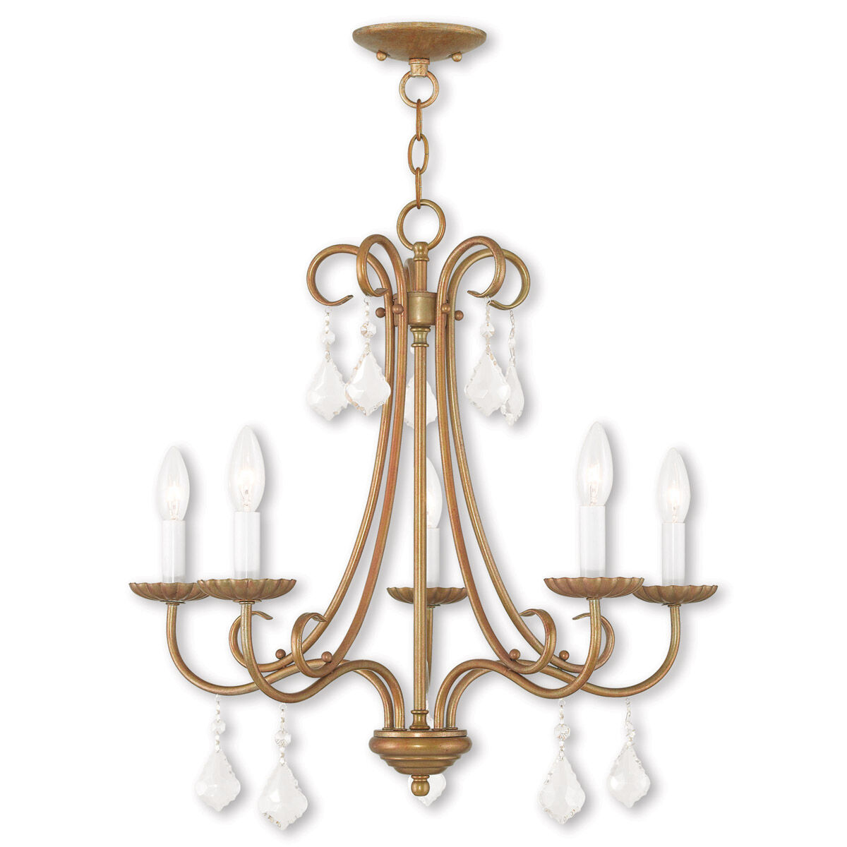 Daphne 5 Light 25 inch Antique Gold Leaf Chandelier Ceiling Light