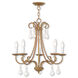 Daphne 5 Light 25 inch Antique Gold Leaf Chandelier Ceiling Light