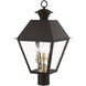 Wentworth 3 Light 22 inch Bronze with Antique Brass Finish Cluster Outdoor Post Top Lantern, Large