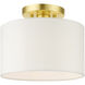 Meridian 1 Light 10 inch Satin Brass Semi Flush Ceiling Light