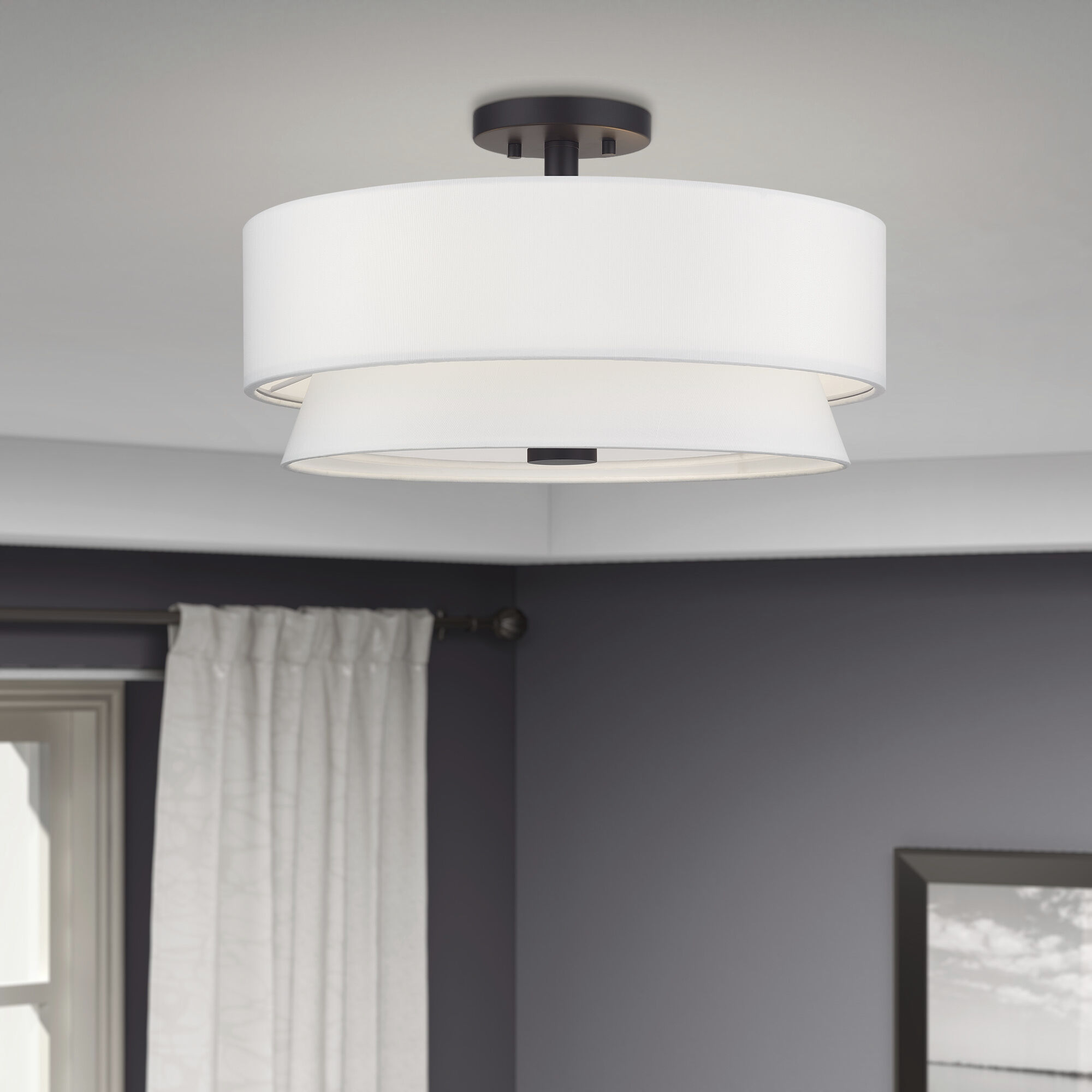 Fontana 4 Light 18 inch Bronze Semi-Flush Ceiling Light