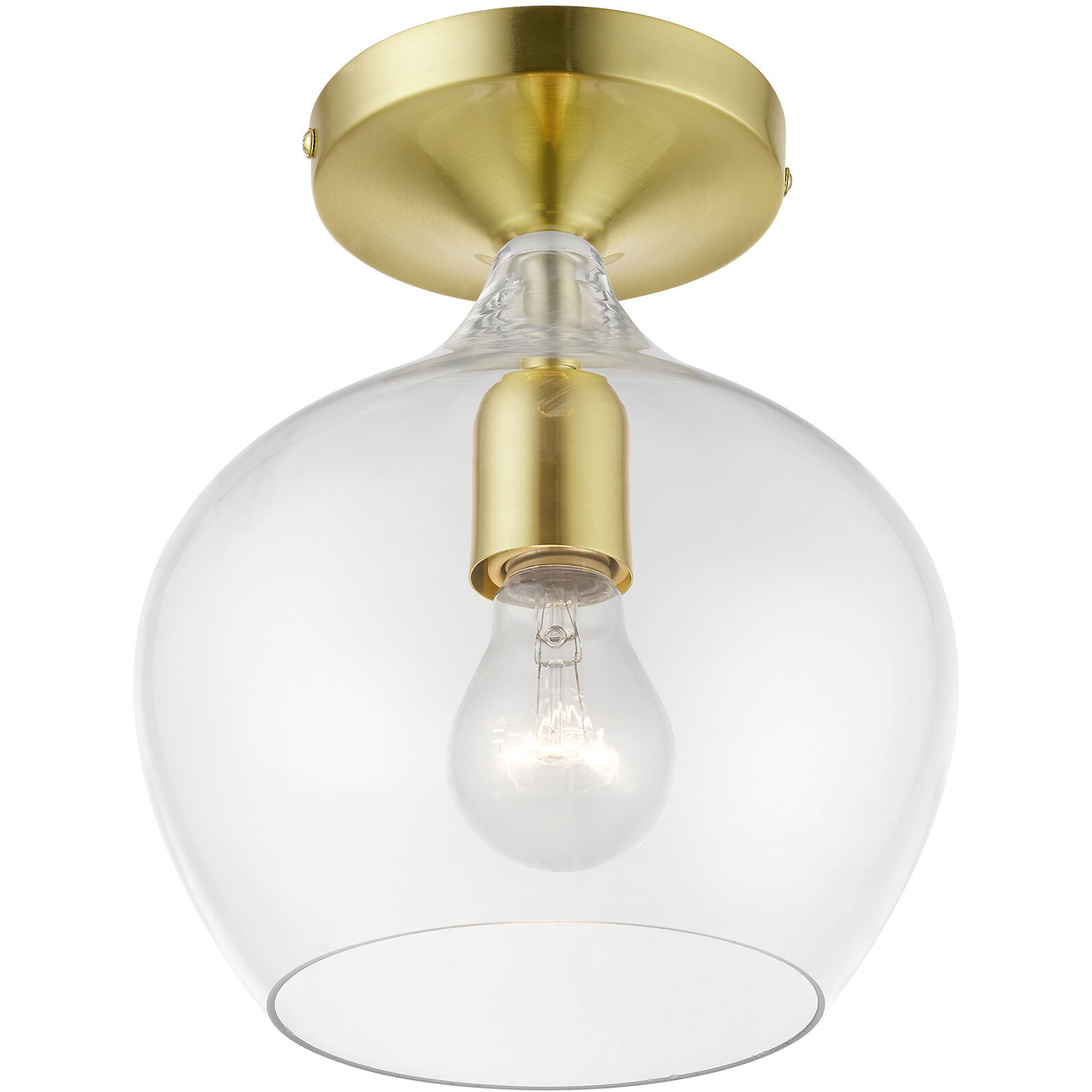 Aldrich 1 Light 8 inch Satin Brass with Polished Brass Accent Semi-Flush Ceiling Light