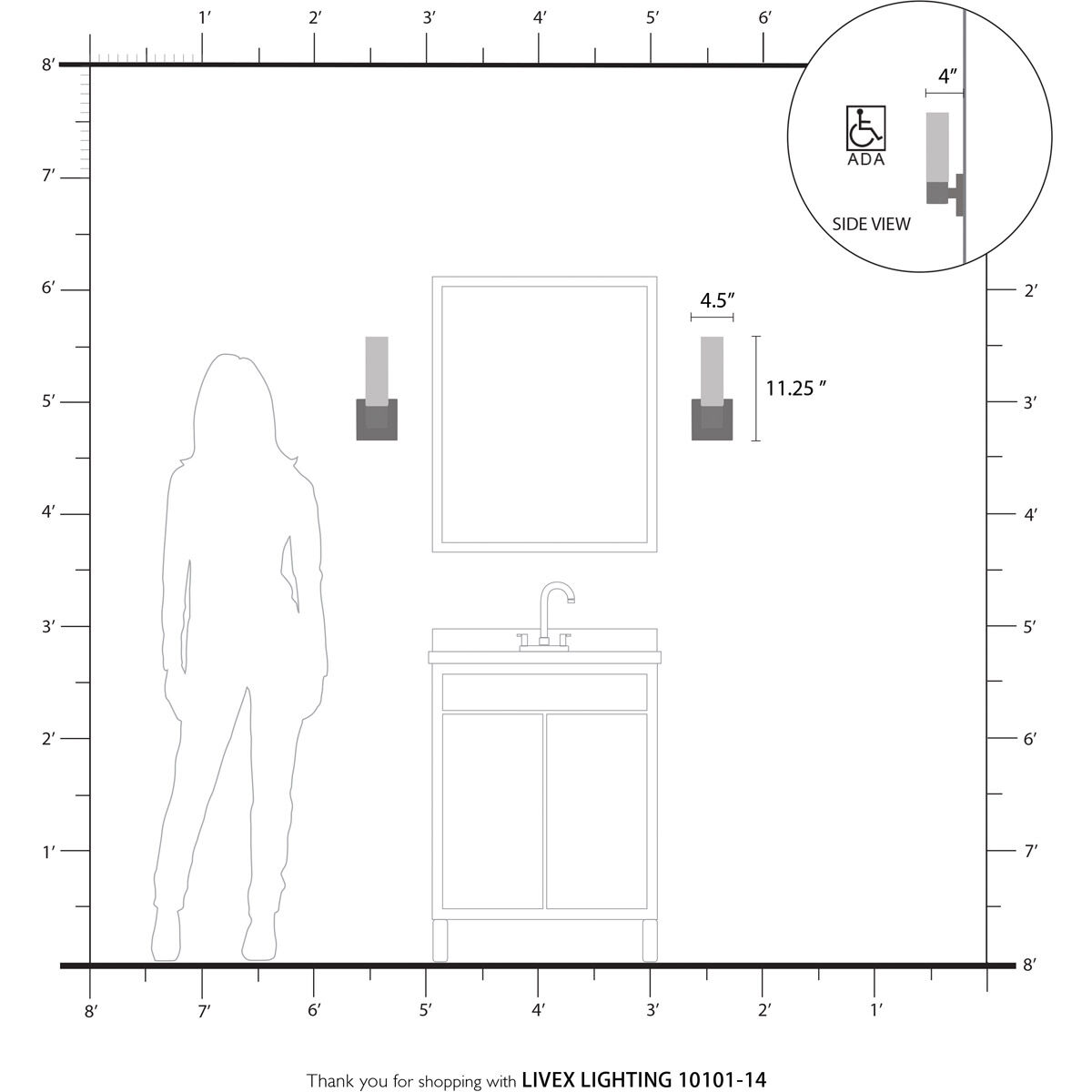 Aero ADA Wall Sconce Wall Light in Textured Black with Antique Brass Accent