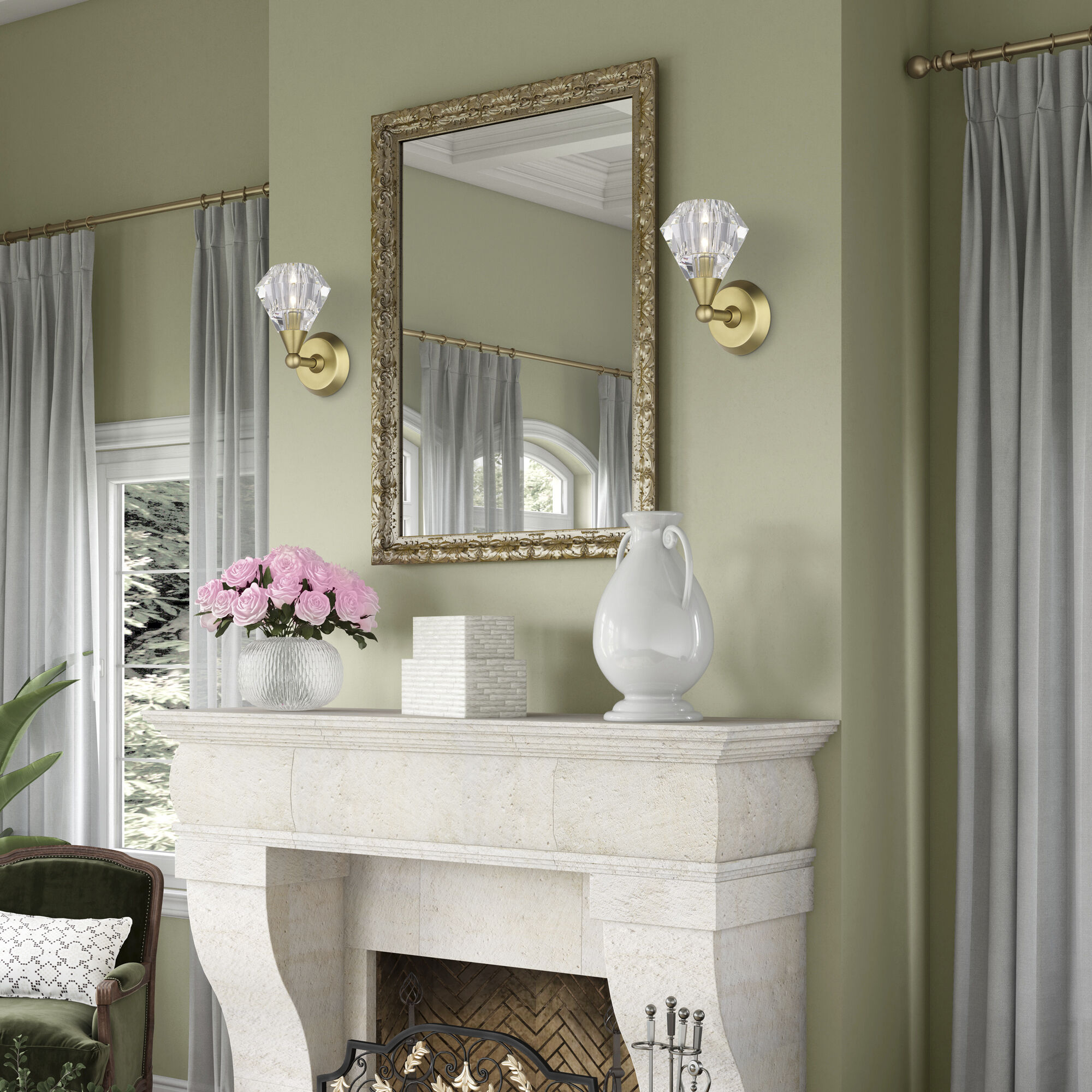 Brussels 1 Light 7 inch Natural Brass Crystal Single Sconce Wall Light