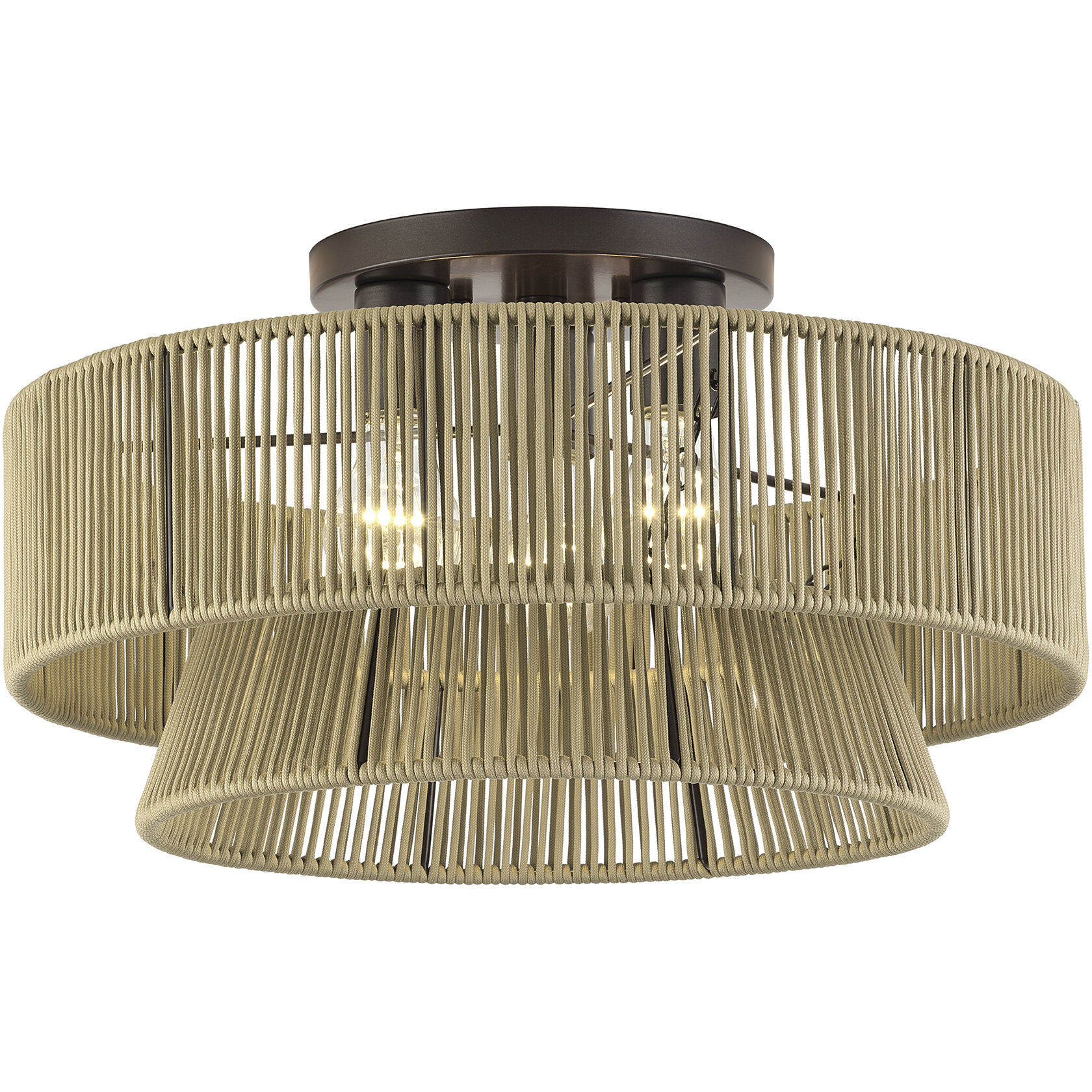 Florell 3 Light 18 inch English Bronze Semi Flush Mount Ceiling Light, Large