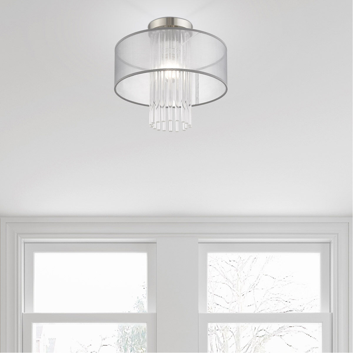 Alexis 1 Light 13 inch Brushed Nickel Semi-Flush Mount Ceiling Light